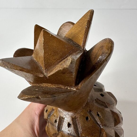 MCM 2 Hand Carved Pineapple Toothpick Holders Appetizer Cheese Kitchen 6" 8" Vtg - Picture 8 of 16